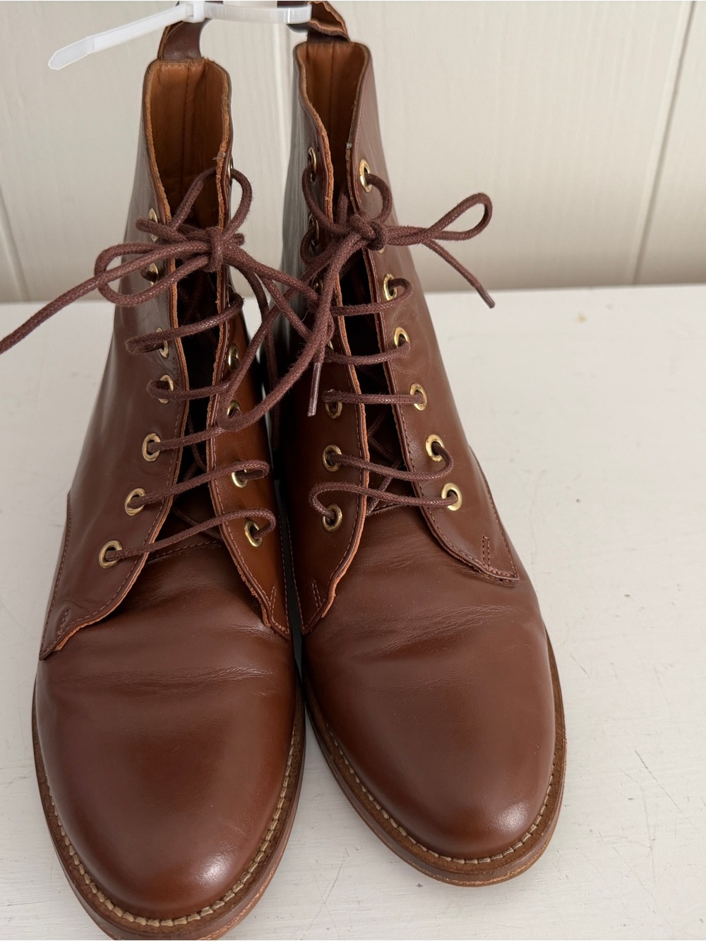 Bobbie’s Paris Brown Leather Lace-Up Ankle Boots for Women Size 38 - Picture 2 of 8